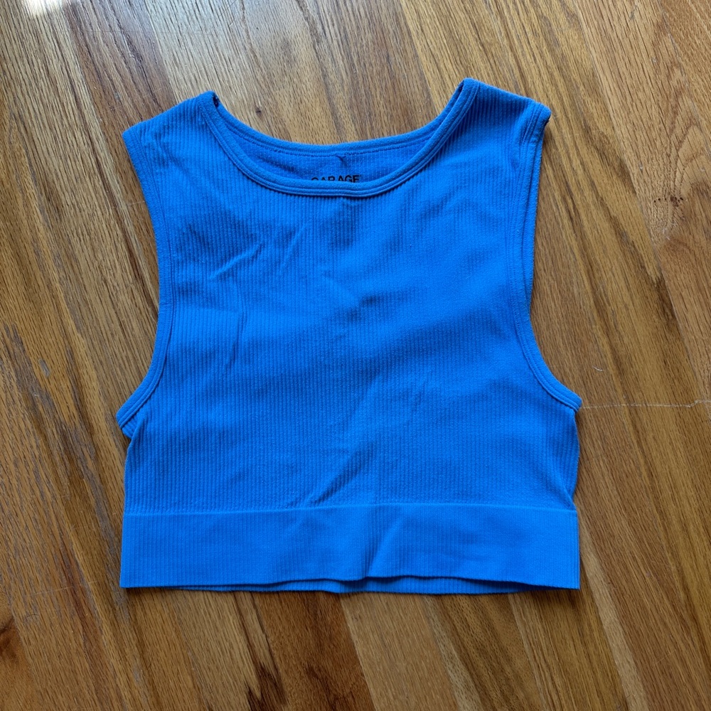 GARAGE high neck ribbed blue